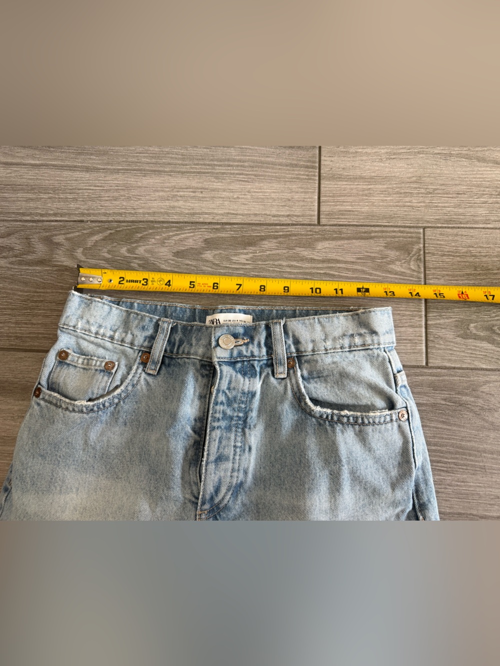 Zara|Women’s Light Wash Straight Leg Jeans with Raw Hem,high rise button fly••• - Picture 10 of 12